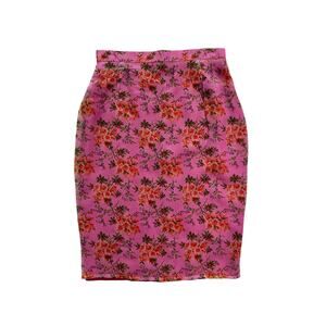 Silk Floral Pencil Skirt Made in Italy Pink Romantic  Size IT 42 Pre-Loved